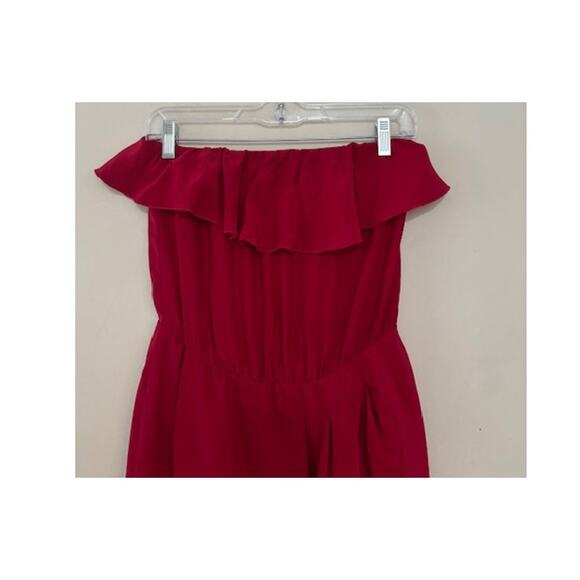 Amanda Uprichard Mini Dress Strapless Red Ruffle 100% Silk Cocktail Party Small - Picture 5 of 7